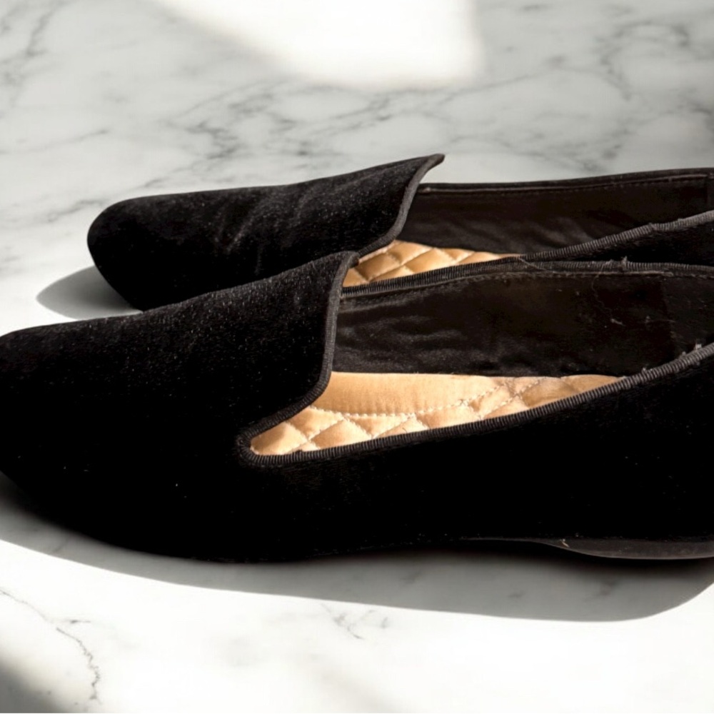 Birdies Black Velvet slipon flats loafers 7.5